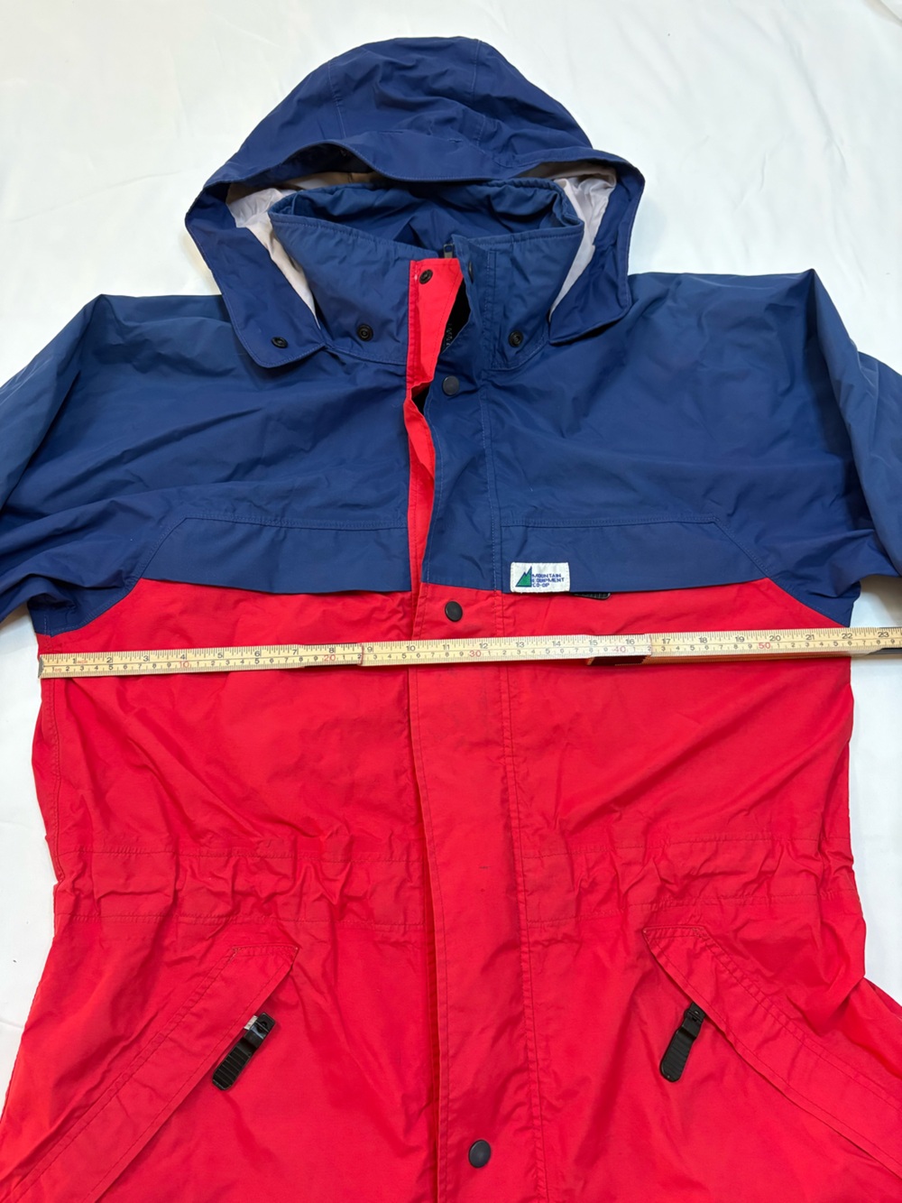 Vintage MEC 90s GoreTex Shell Colourblock Parka Jacket Mens M/L Gorpcore Red - Picture 11 of 16